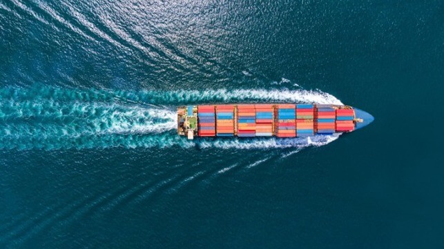 containership at sea